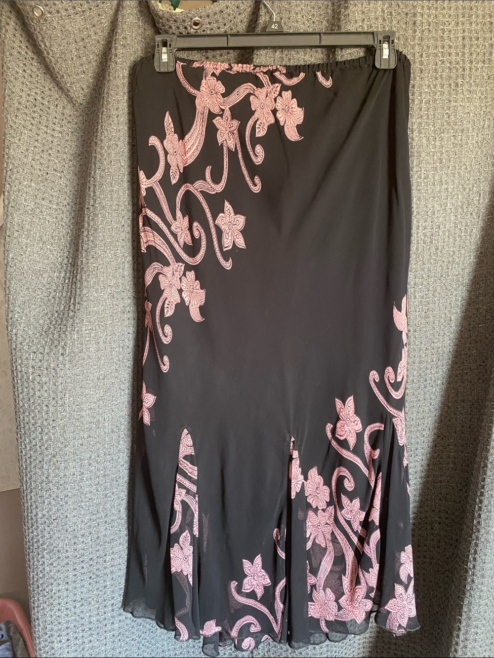 dressbarn Black Skirt with Pink Paisley Accents